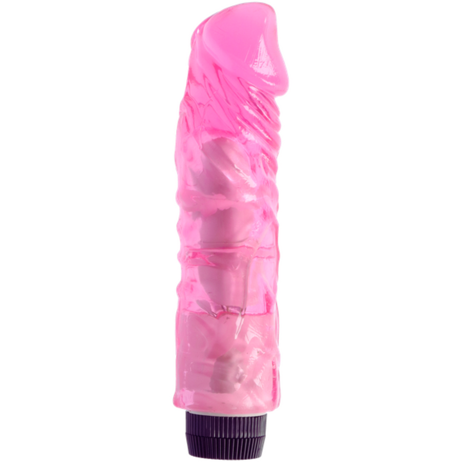 Side view pink vibrating dildo