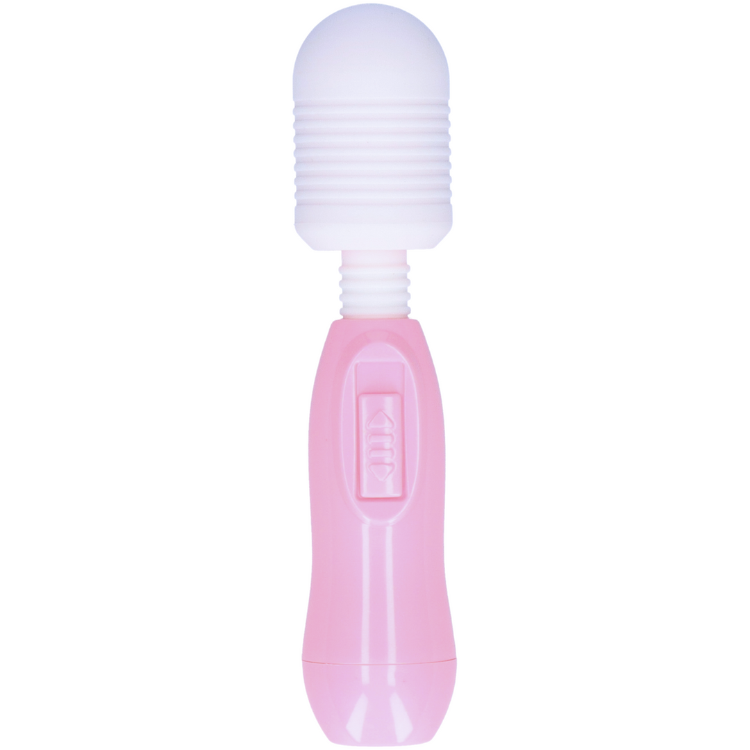 Powerful Mini Wand Massager front view of the pink color option.