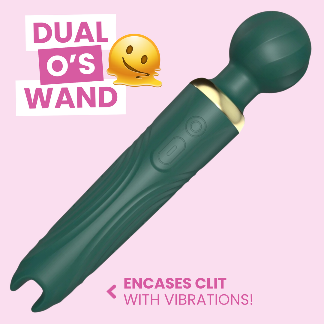 DUAL O'S WAND. ENCASES CLIT WITH VIBRATIONS!