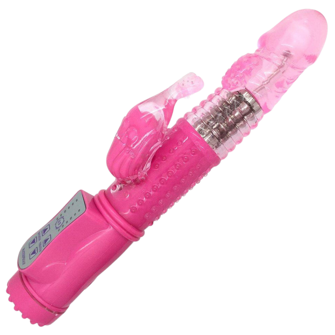 Pink ribbed rotating rabbit vibe