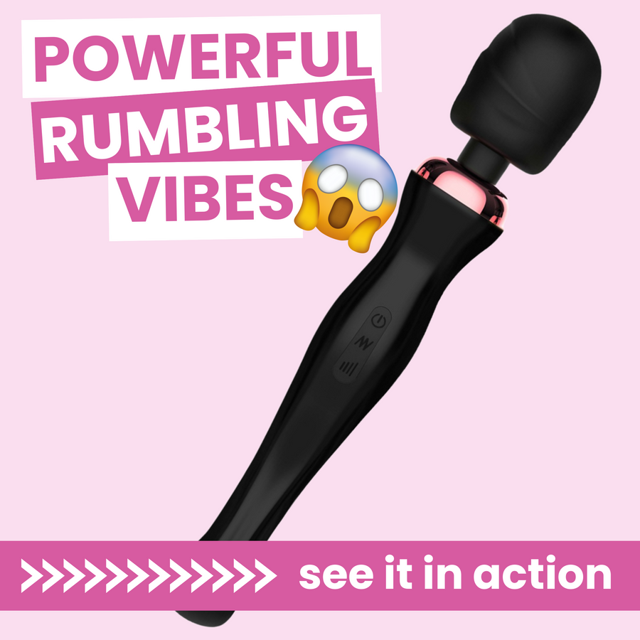 powerful rumbling vibes, see it in action. black wand vibrator