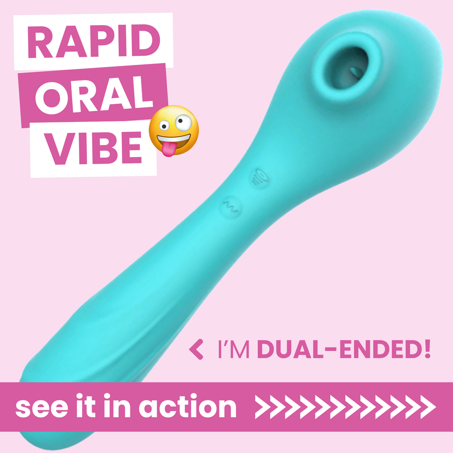 Rapid oral vibe. I'm dual-ended! Flickering tongue, high quality vibrator, and other end massages the g-spot. See it in action!