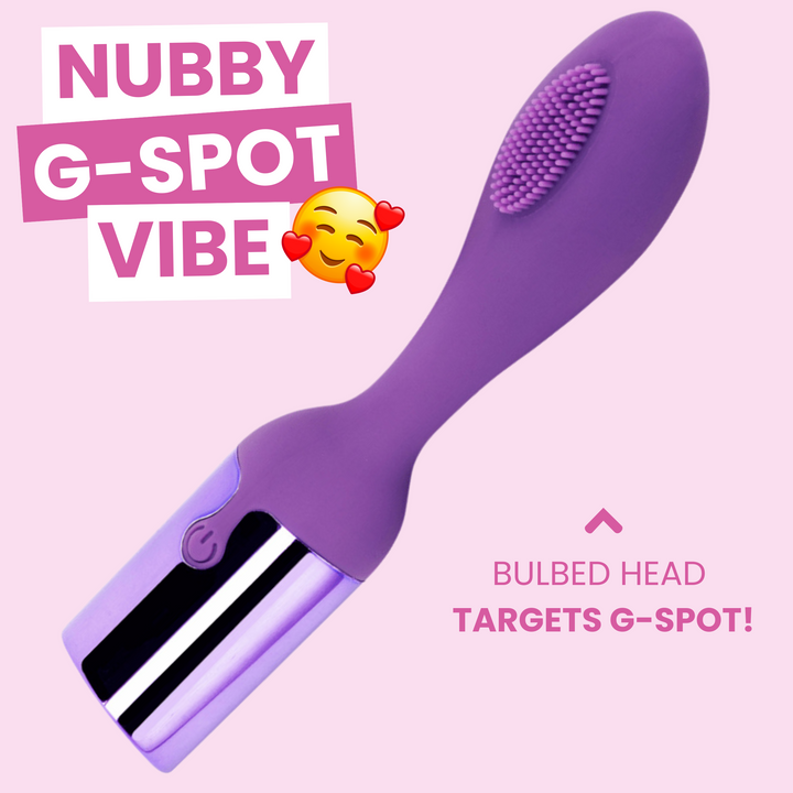 nubby g-spot vibe, bulbed head targets g-spot!