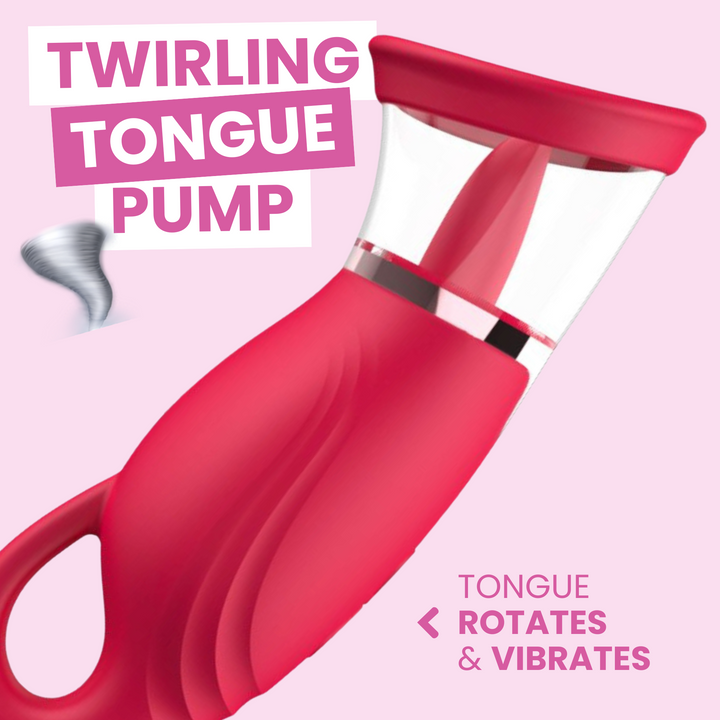 twirling tongue pump, tongue rotates and vibrates 