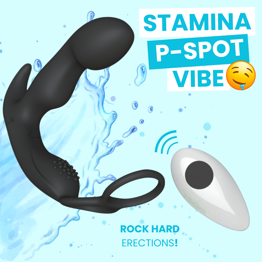 stamina black p-spot vibrator, vibes on your p-spot, rock hard erections