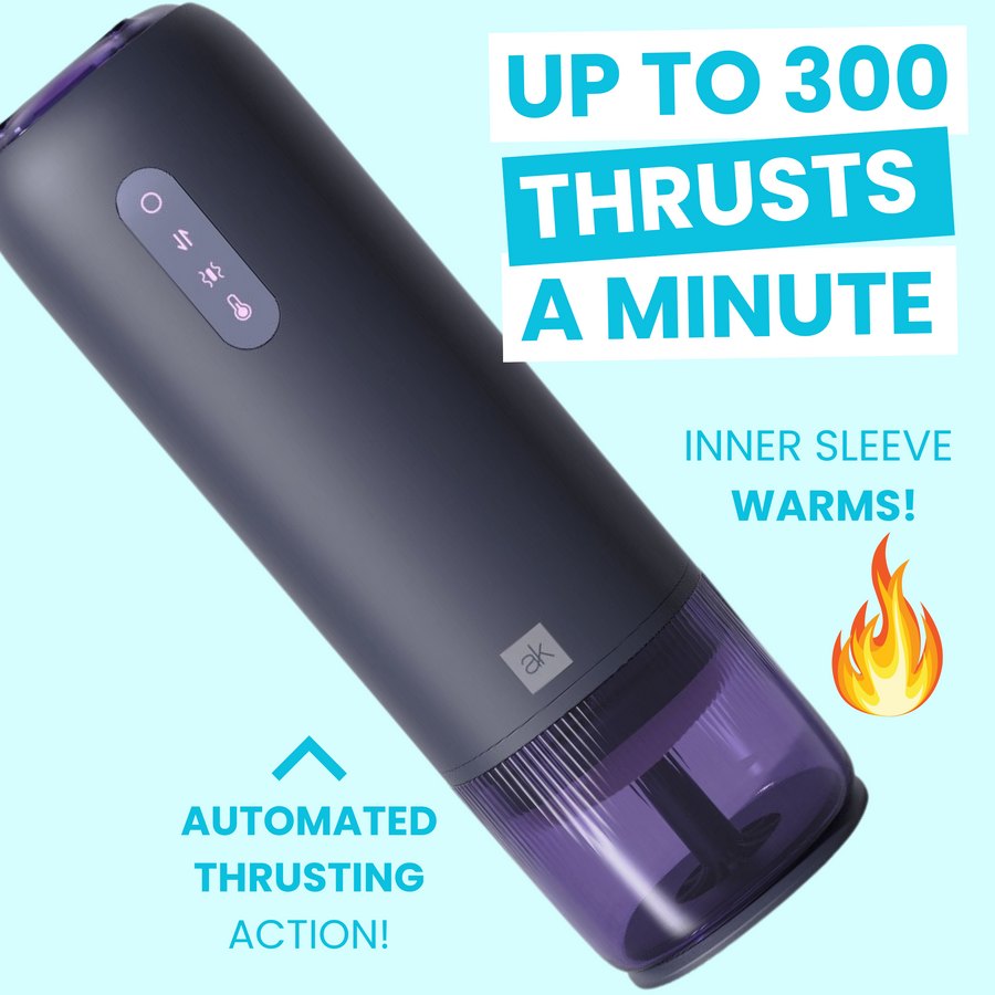 up to 300 thrusting a minute, inner sleeve warms, automated thrusting action!