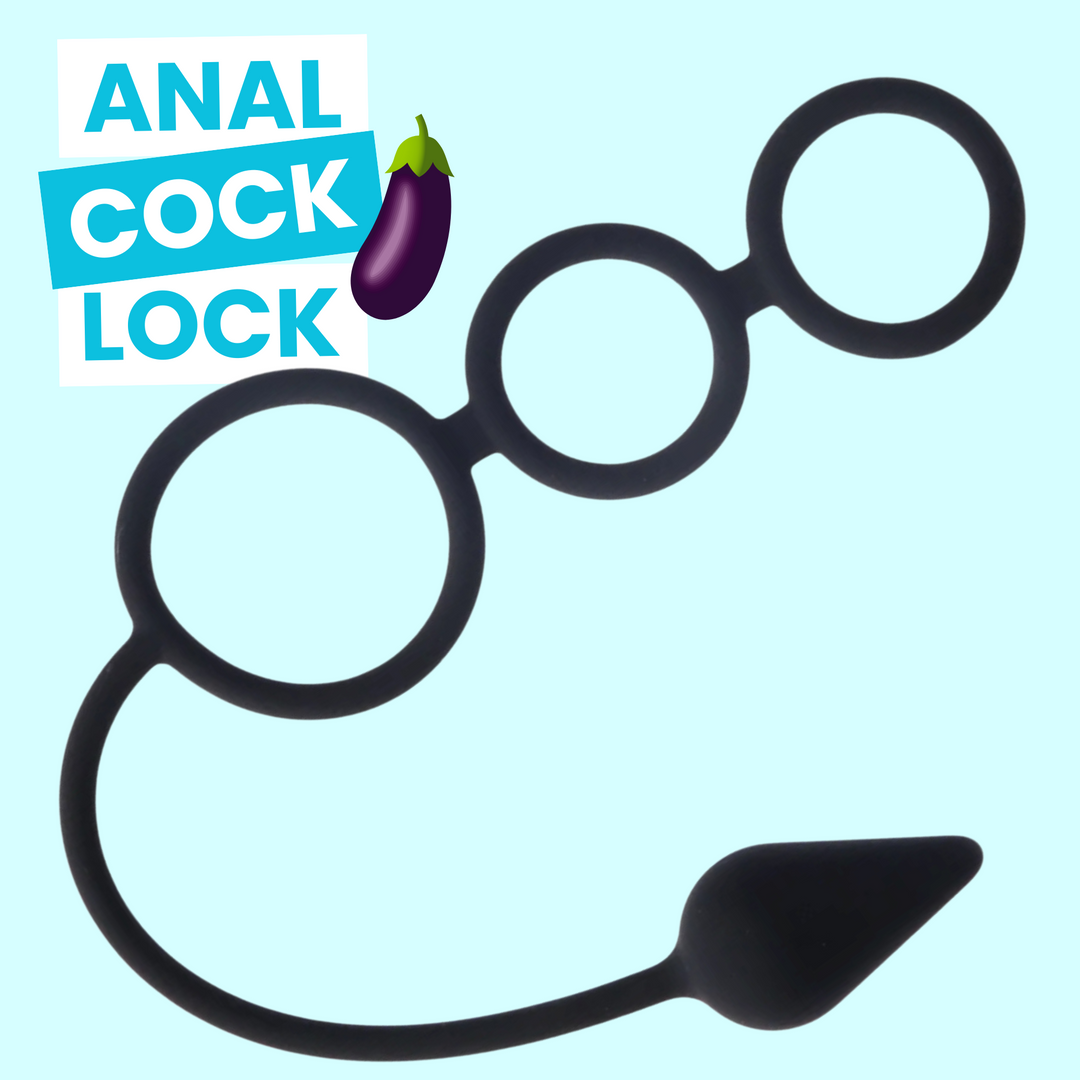 black anal penis lock with eggplant emoji 