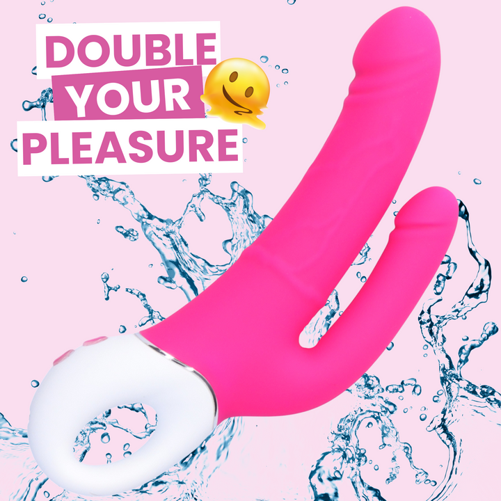 double your pleasure, pink and white double penetrating dildo, waterproof