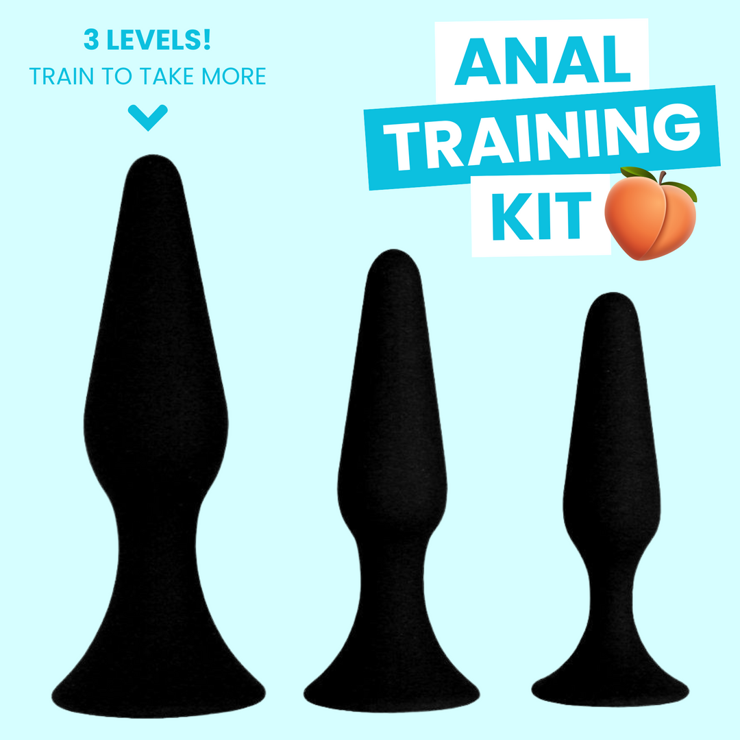 black anal training kit with 3 plugs 