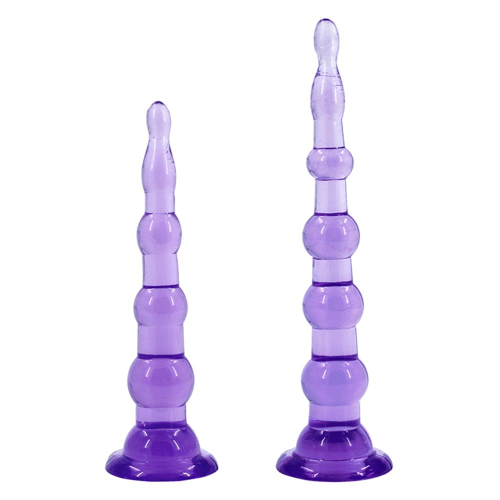 Graduated Anal Beads purple small and large side by side.