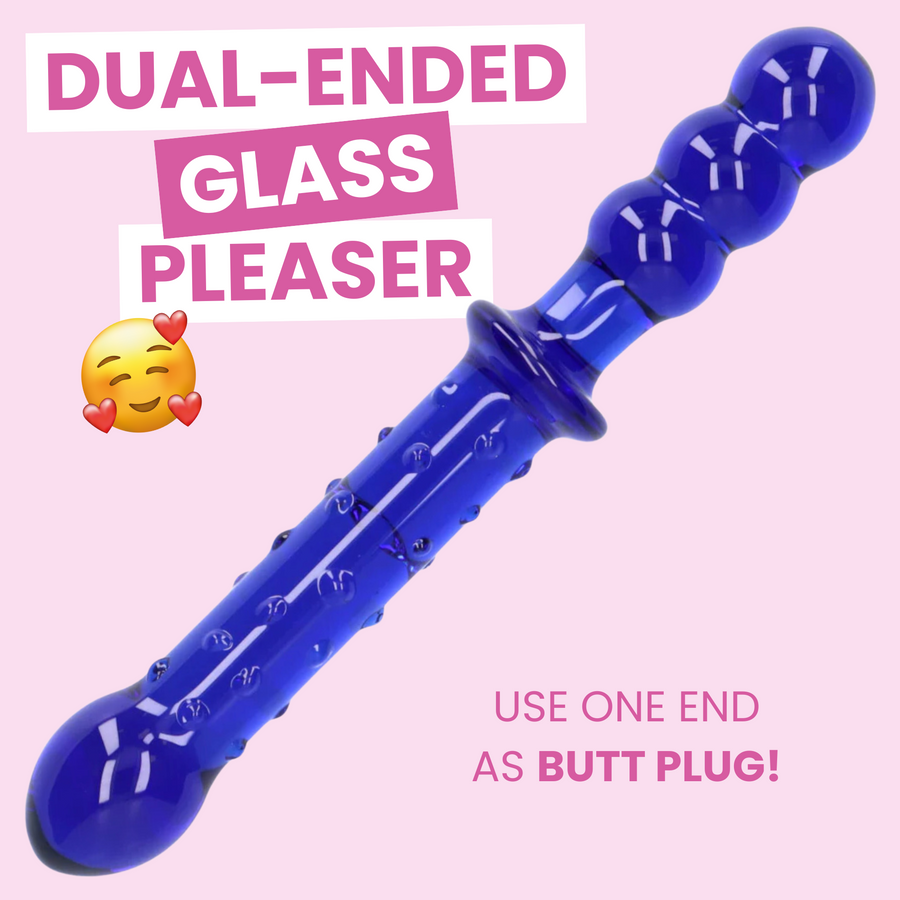 DUAL-ENDED GLASS PLEASER. USE ONE END AS BUTT PLUG!