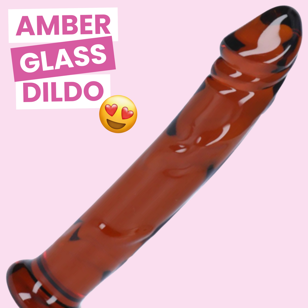 AMBER GLASS DILDO. Heart eye emoji 