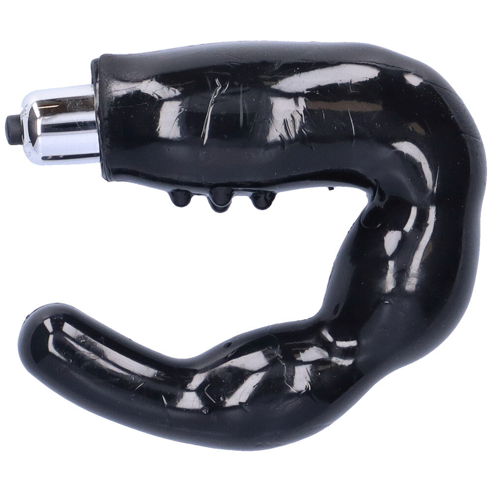 Bird's eye view of black vibrating prostate stimulator.