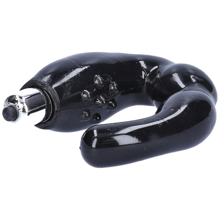 Close-up view of nubby texture on the black vibrating prostate stimulator.