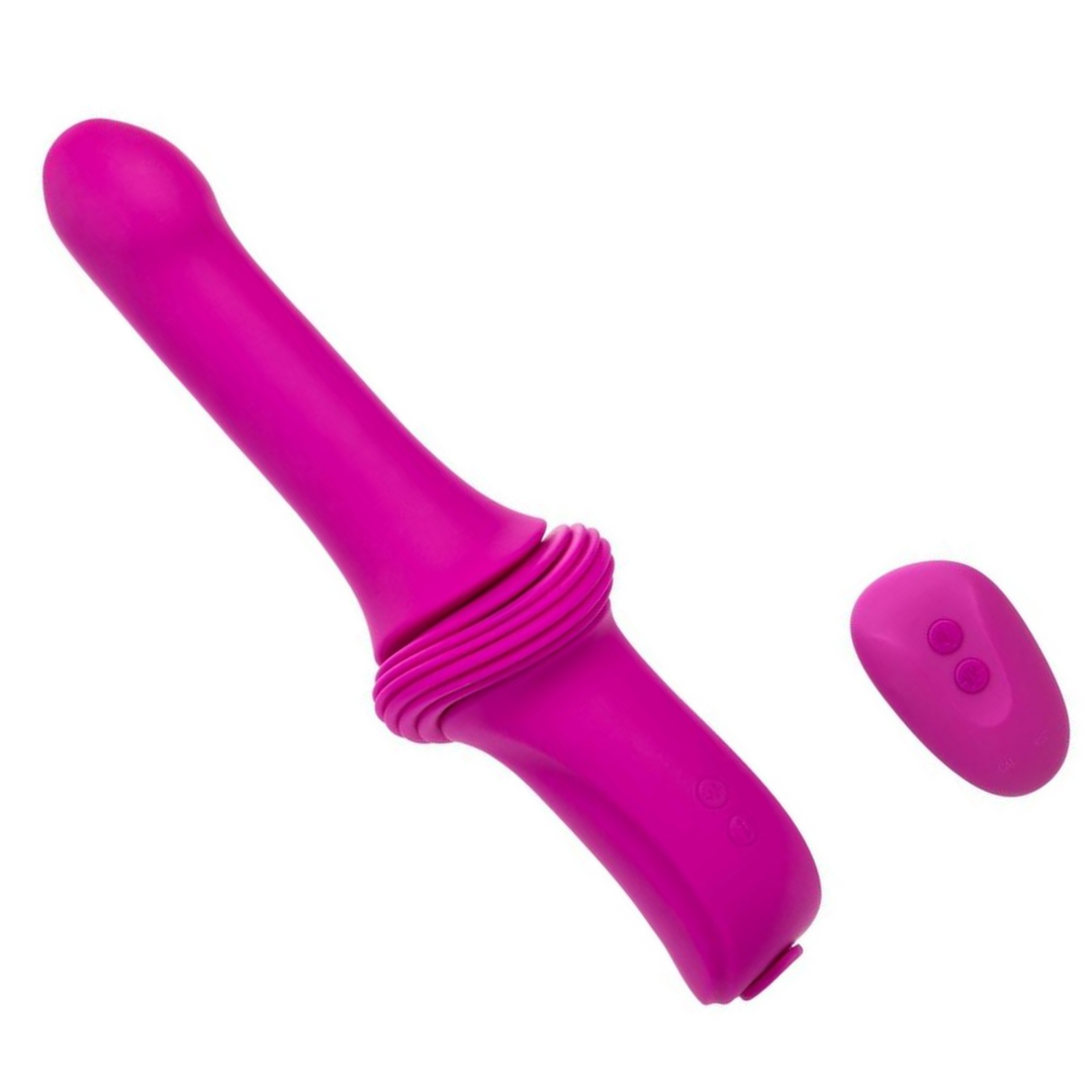 pink thrusting vibrator with pink remote