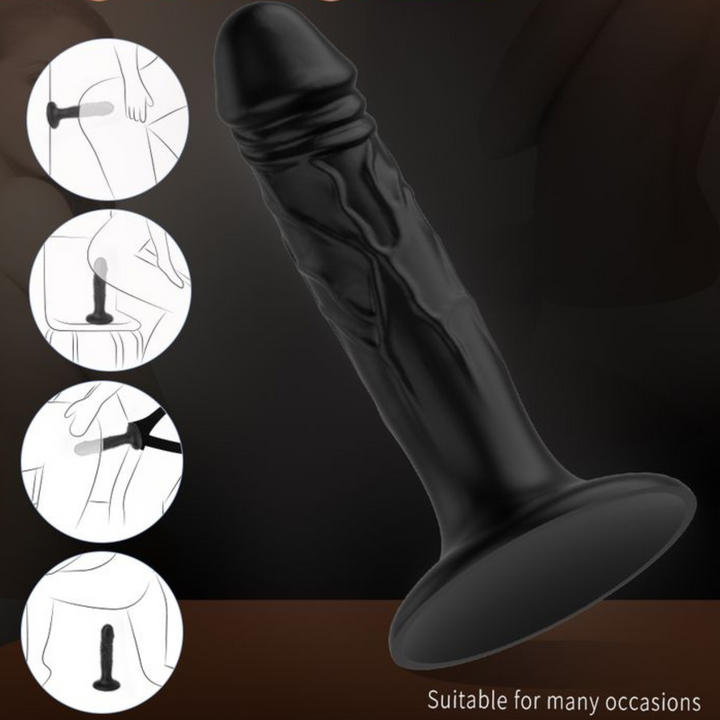 black silicone realistic dildo with suction cup