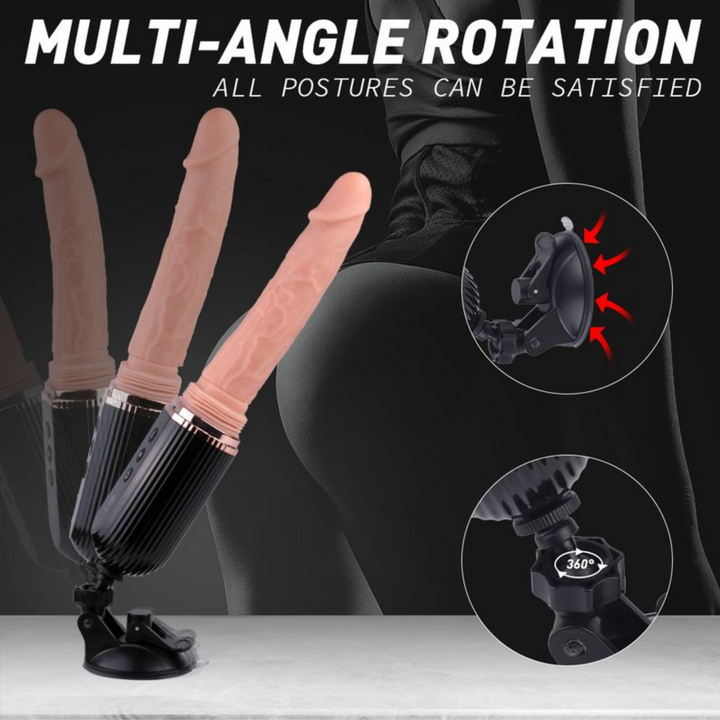 Beige thrusting and vibrating realistic sex machine dildo with suction cup base