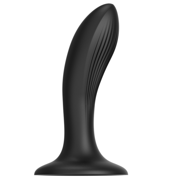 Flexible black silicone anal/g-spot dildo with flared/suction cup base