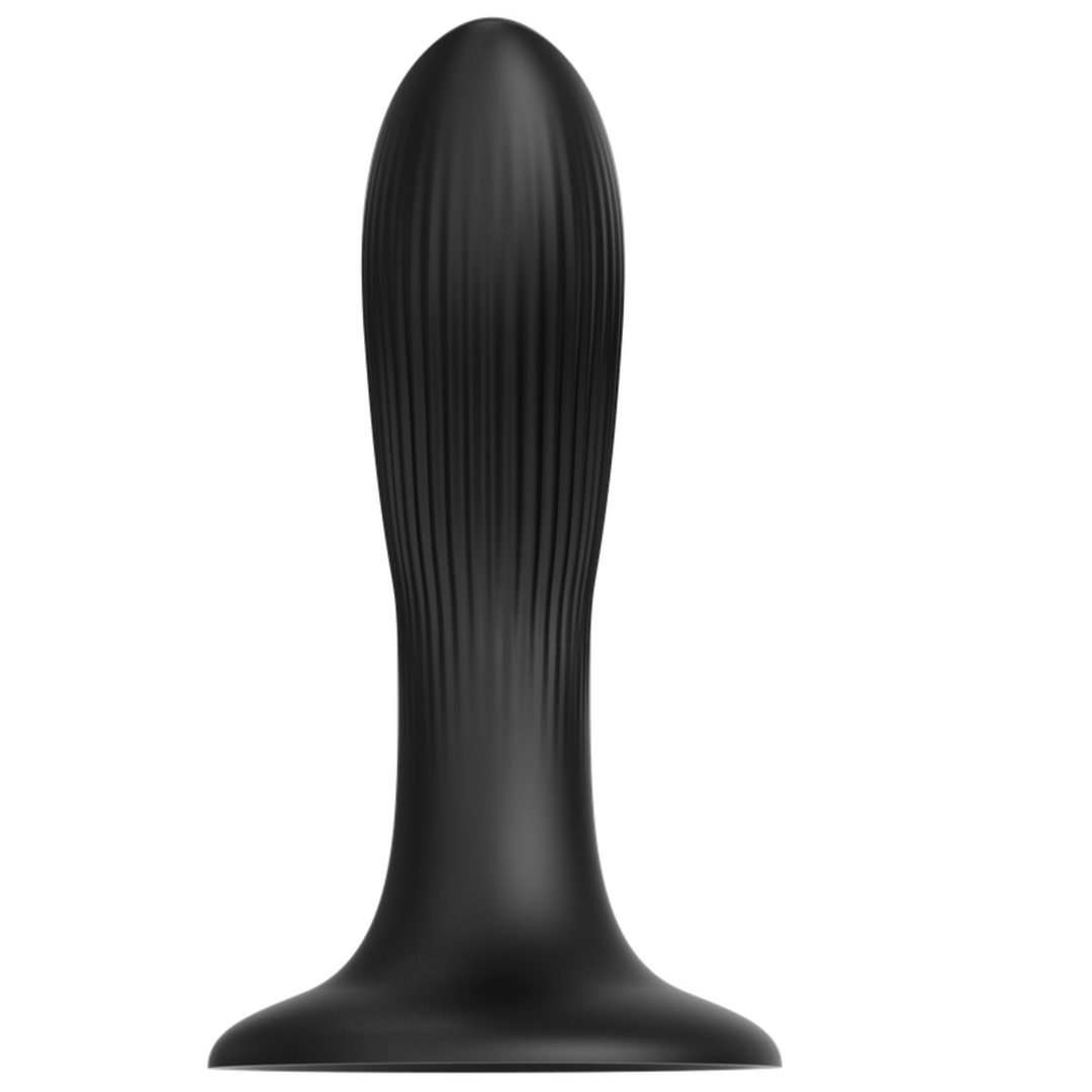 Flexible black silicone anal/g-spot dildo with flared/suction cup base