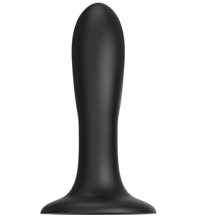 Flexible black silicone anal/g-spot dildo with flared/suction cup base