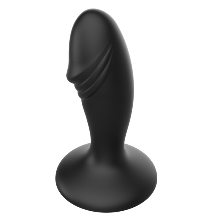 Black silicone realistic penis anal plug with flared base