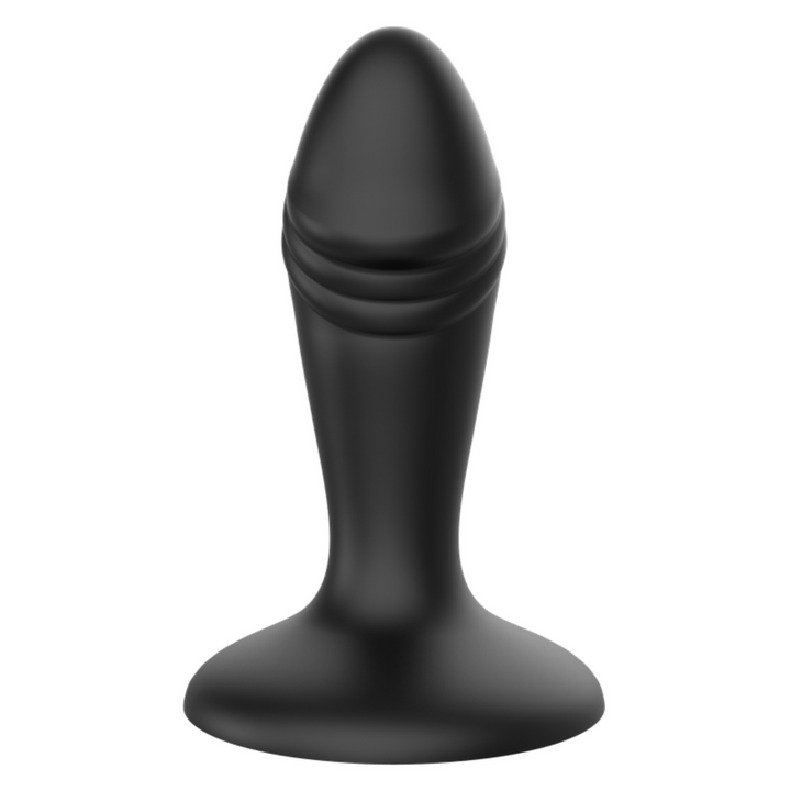 Black silicone realistic penis anal plug with flared base