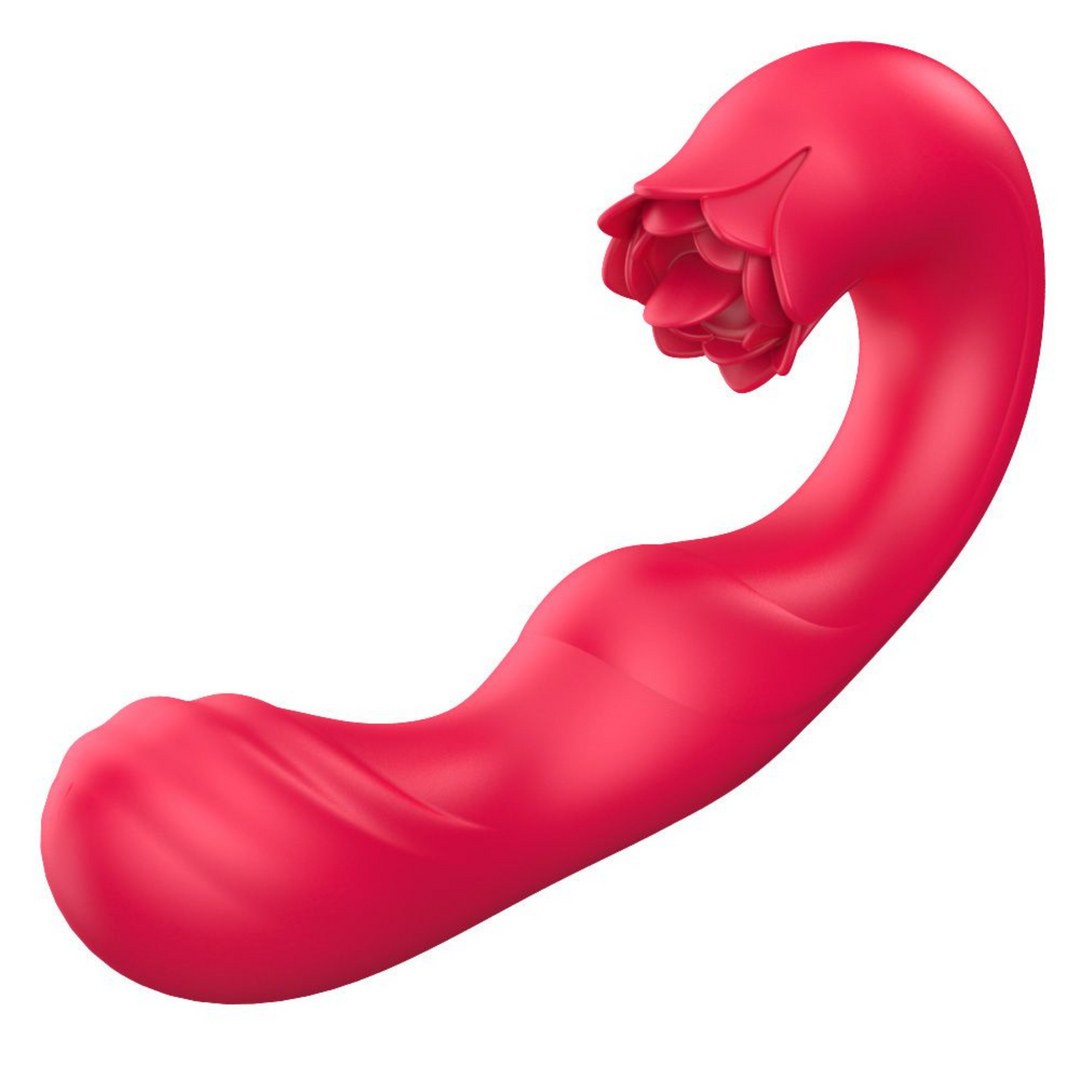 red dual action tongue licking and g spot rotating vibrator