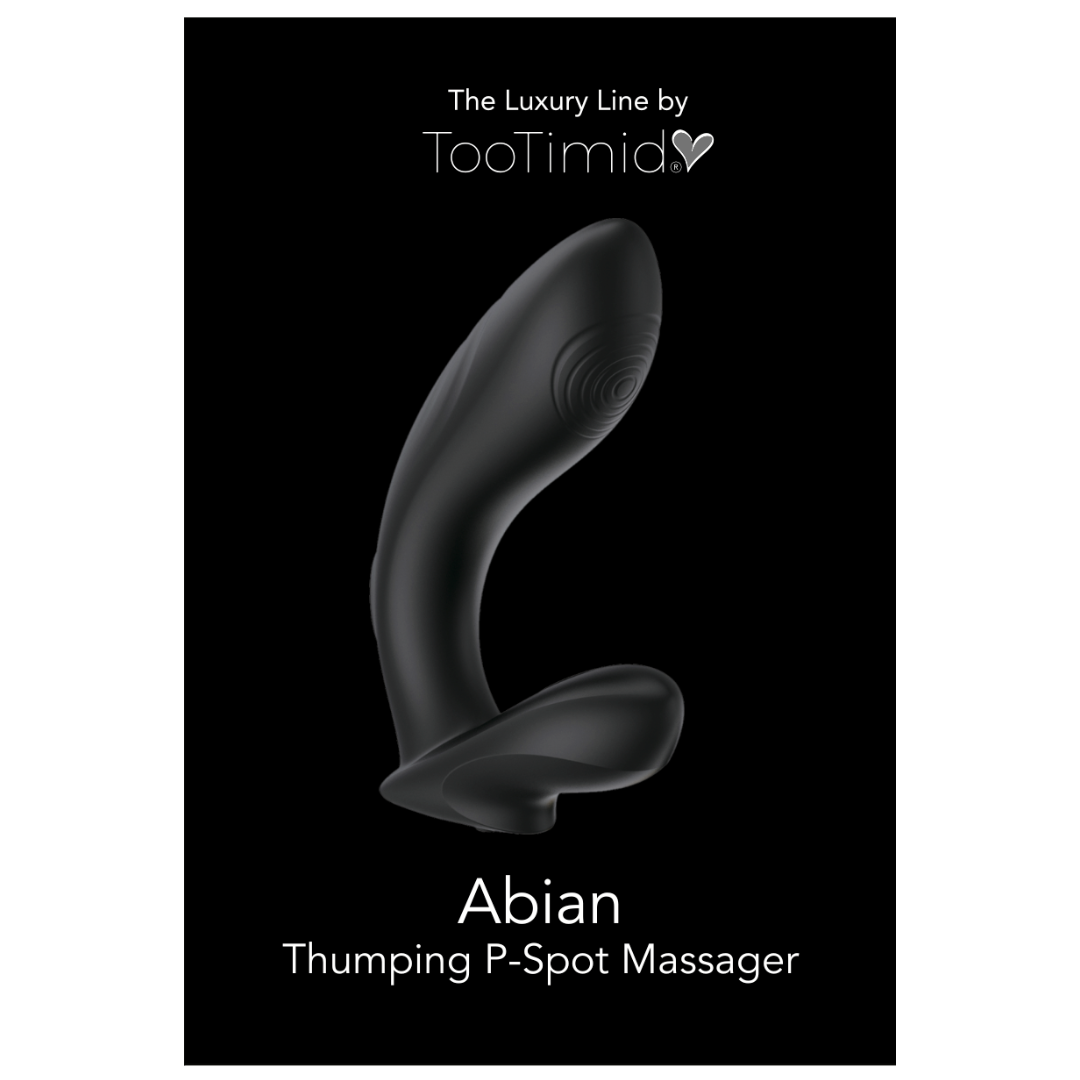 black p-spot vibrator called the "Abian" seen in black box packaging 