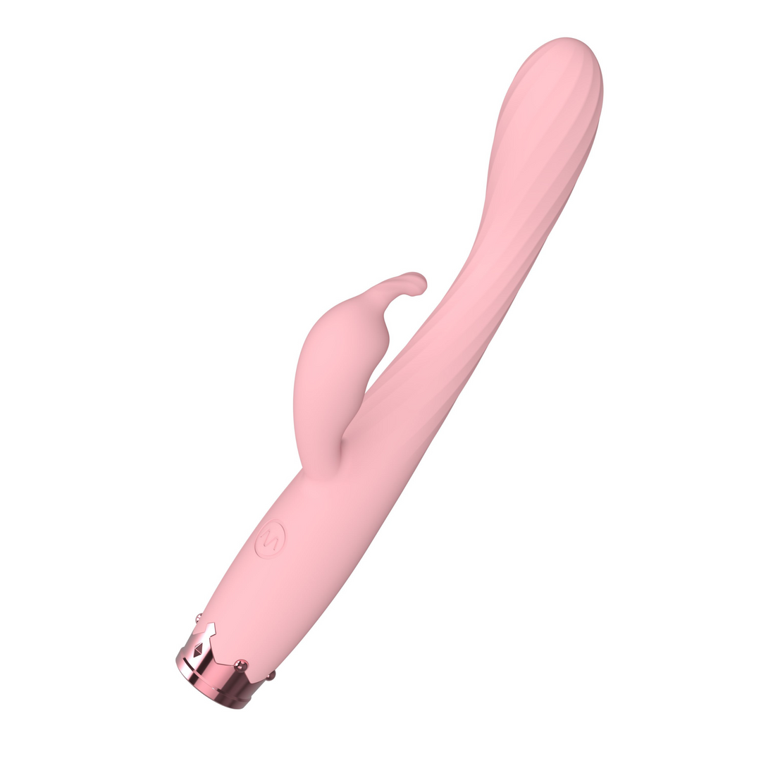 front view of pinpoint rabbit pink vibrator