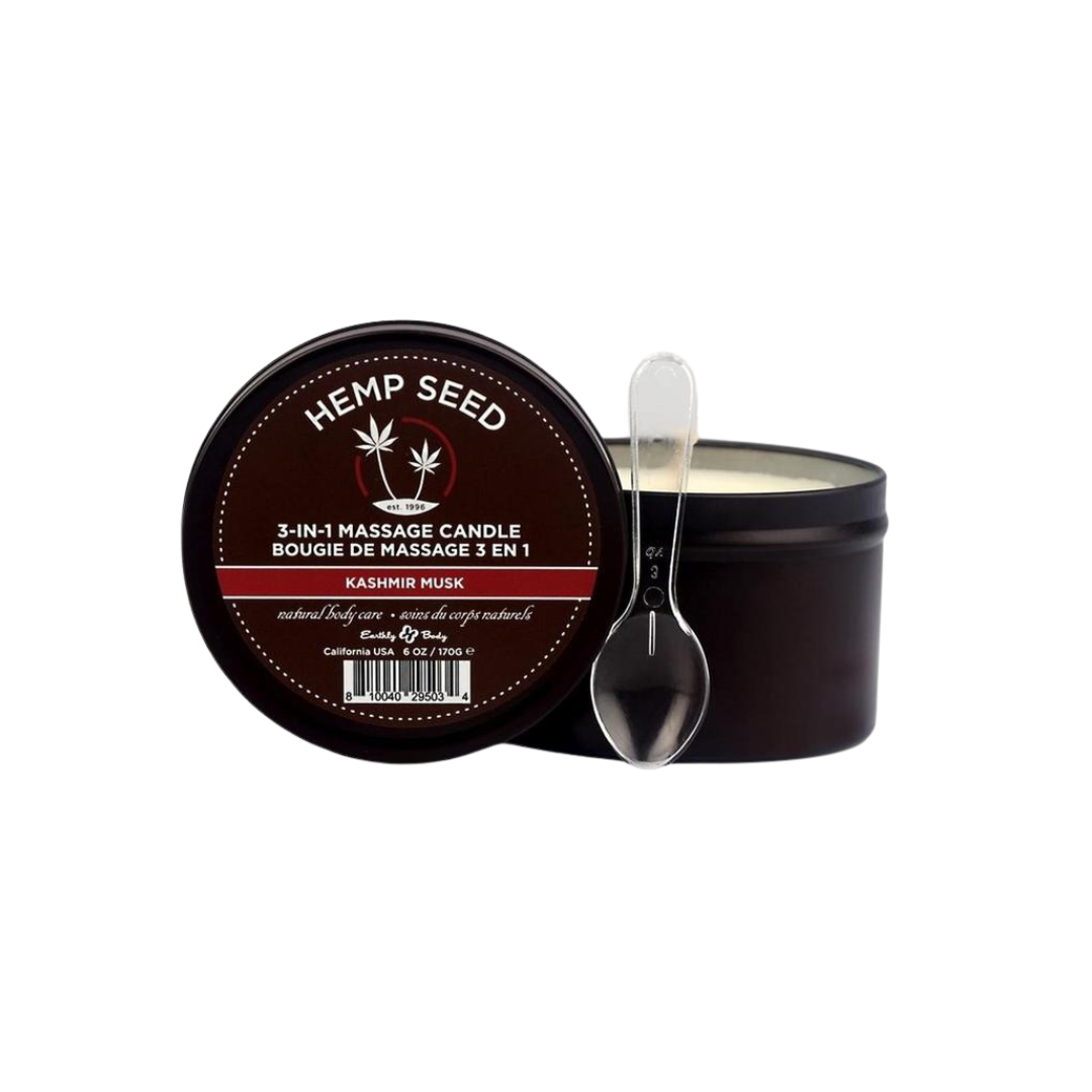 Earthly Body Hemp Seed 3 In 1 Massage Candle - Kashmir Musk 6oz candle