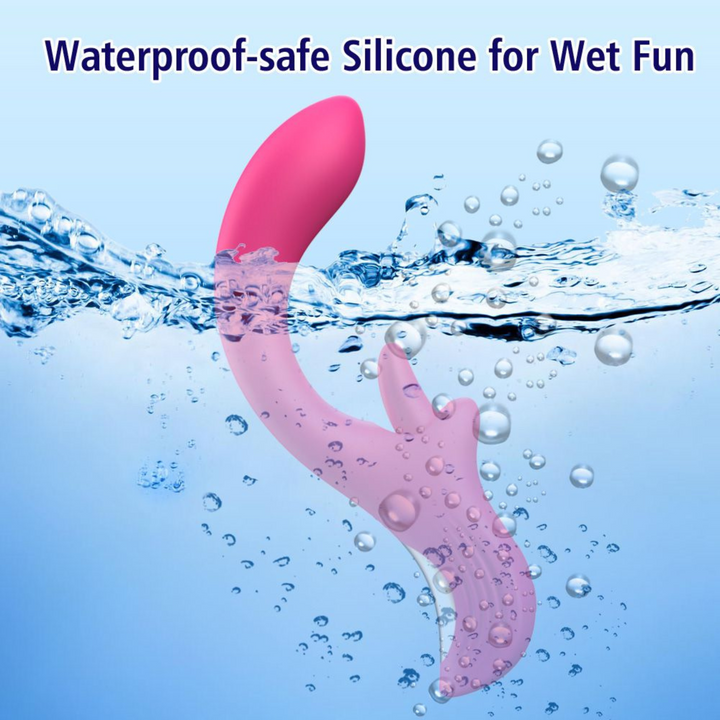 pink dual action vibrator with clit licking tongue, waterproof