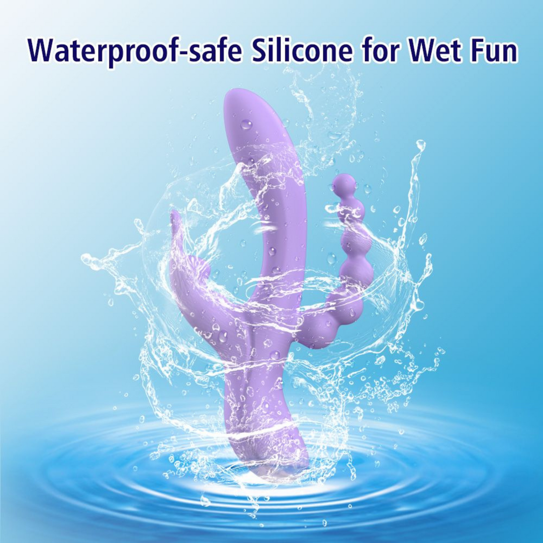 Purple triple stimulating vibrator waterproof