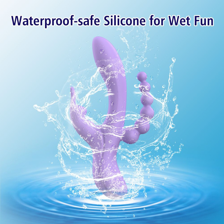 Purple triple stimulating vibrator waterproof