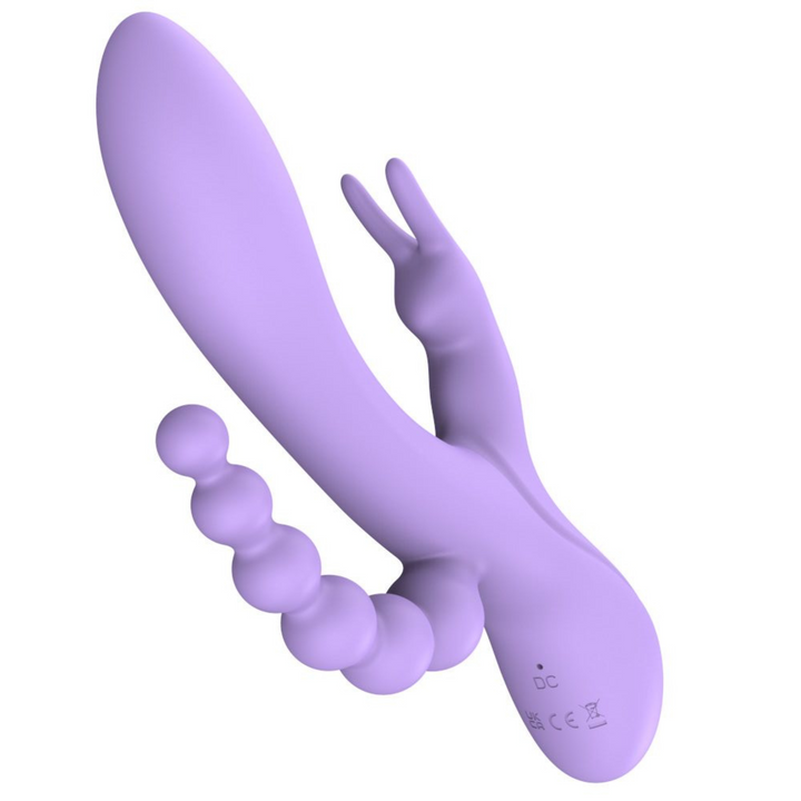 Purple triple stimulating vibrator back view