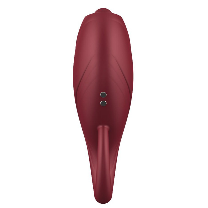 Red handheld clit licking vibrator charger view