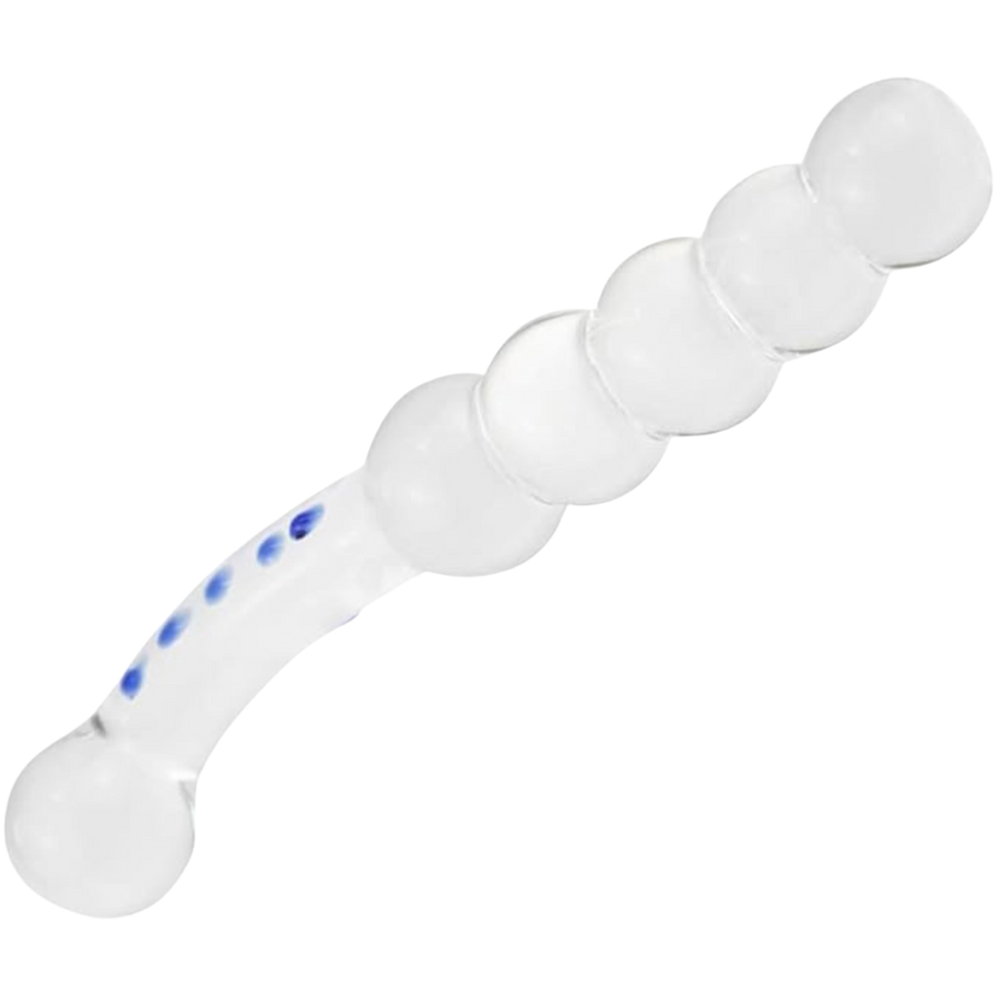 Dual-ended beaded glass dildo