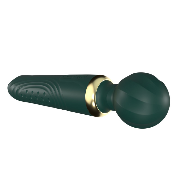 Teal dual ended massage wand showing wand head