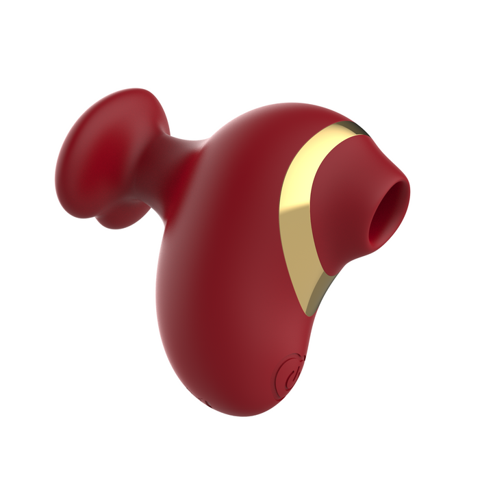 Side profile of red air pulse vibrator with finger hold