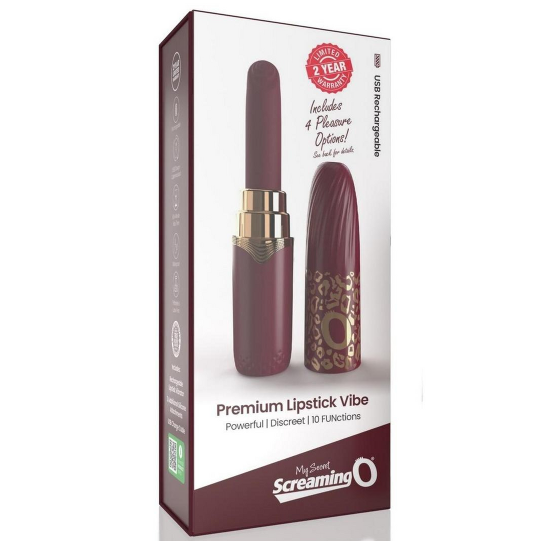 red lipstick vibrator in product box