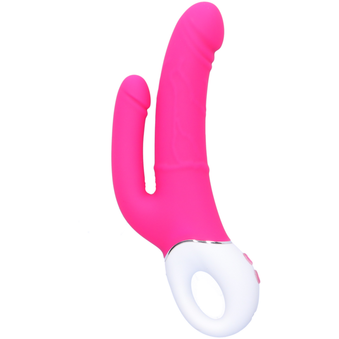 Pink Double Penetrator vibrator with 9 functions