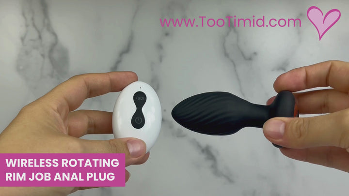 Video of black rotating anal plug with white remote