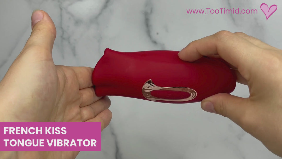 Video of red lips and tongue vibrator