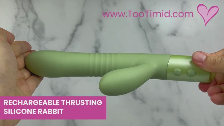 Video of green thrusting rabbit vibrator