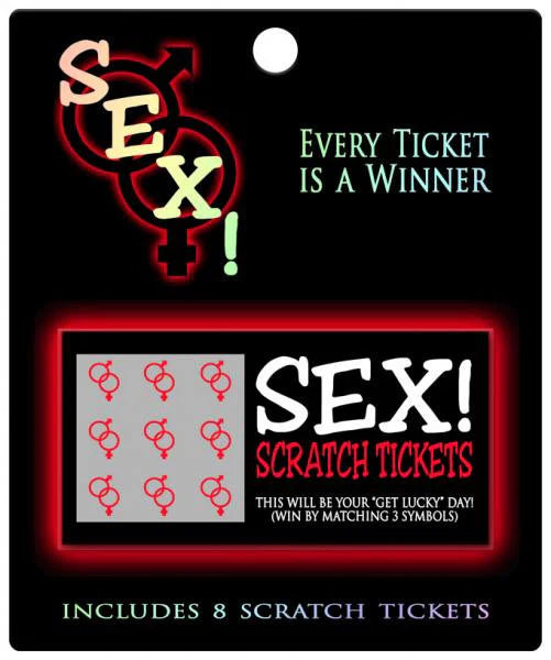 Sex! Scratch tickets as seen inside of packaging 