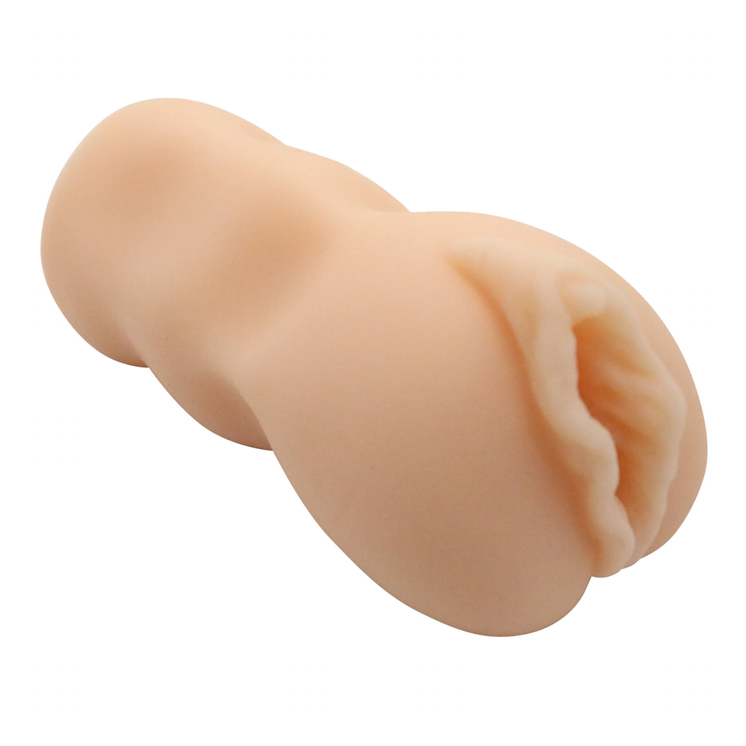 Side view photo of the masturbator. This close-ended massager provides intense sucking sensations that will feel just like the real thing! Try this masturbator out today to spice up your next solo session!