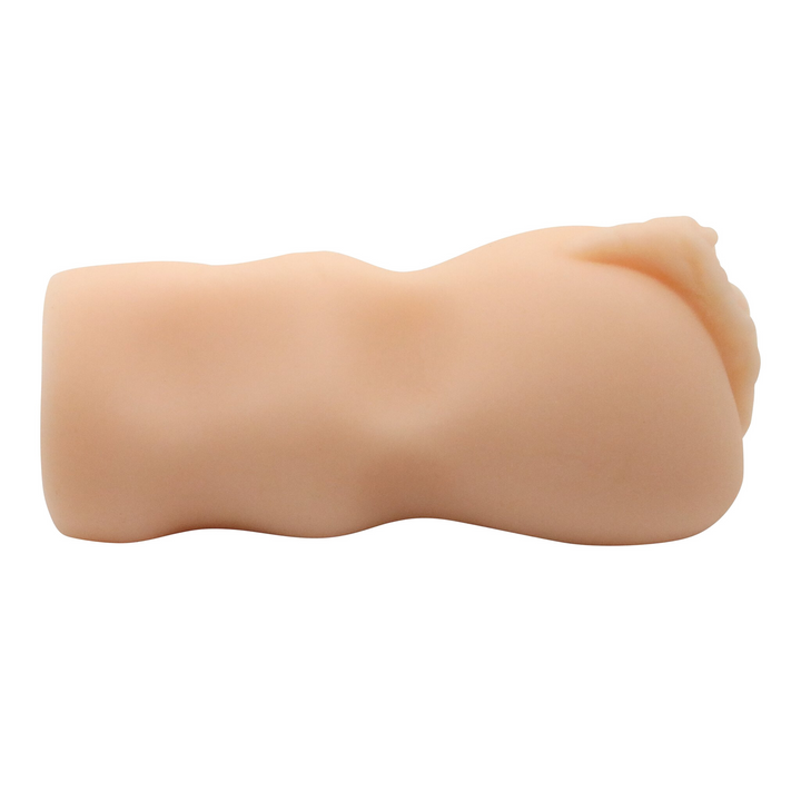 Image of the side of the masturbator! This toy is super easy to grip and is soft and stretchy! Easily vary the intensities of every stroke as you use this massager! 