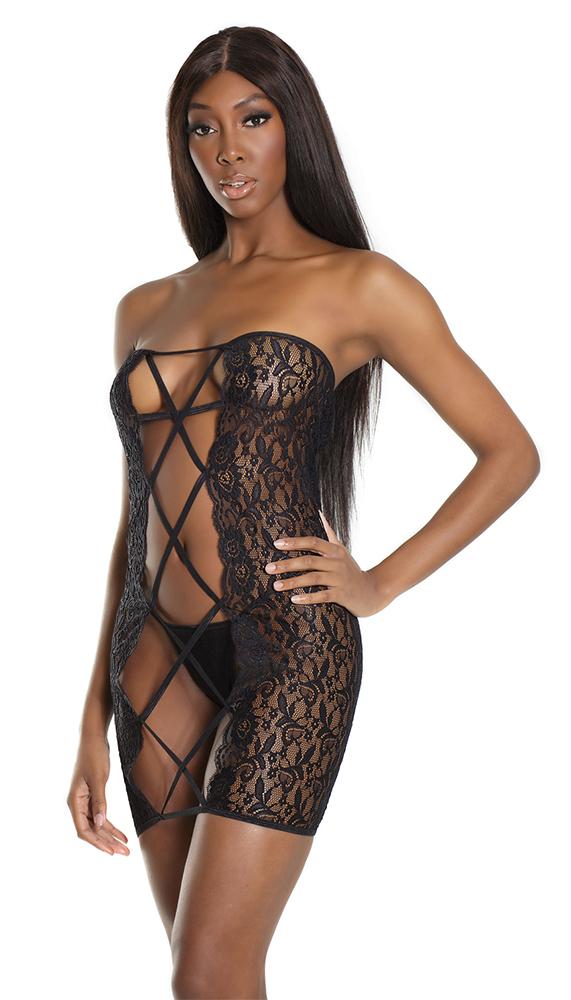 Black Lace Tube Dress - Lingerie