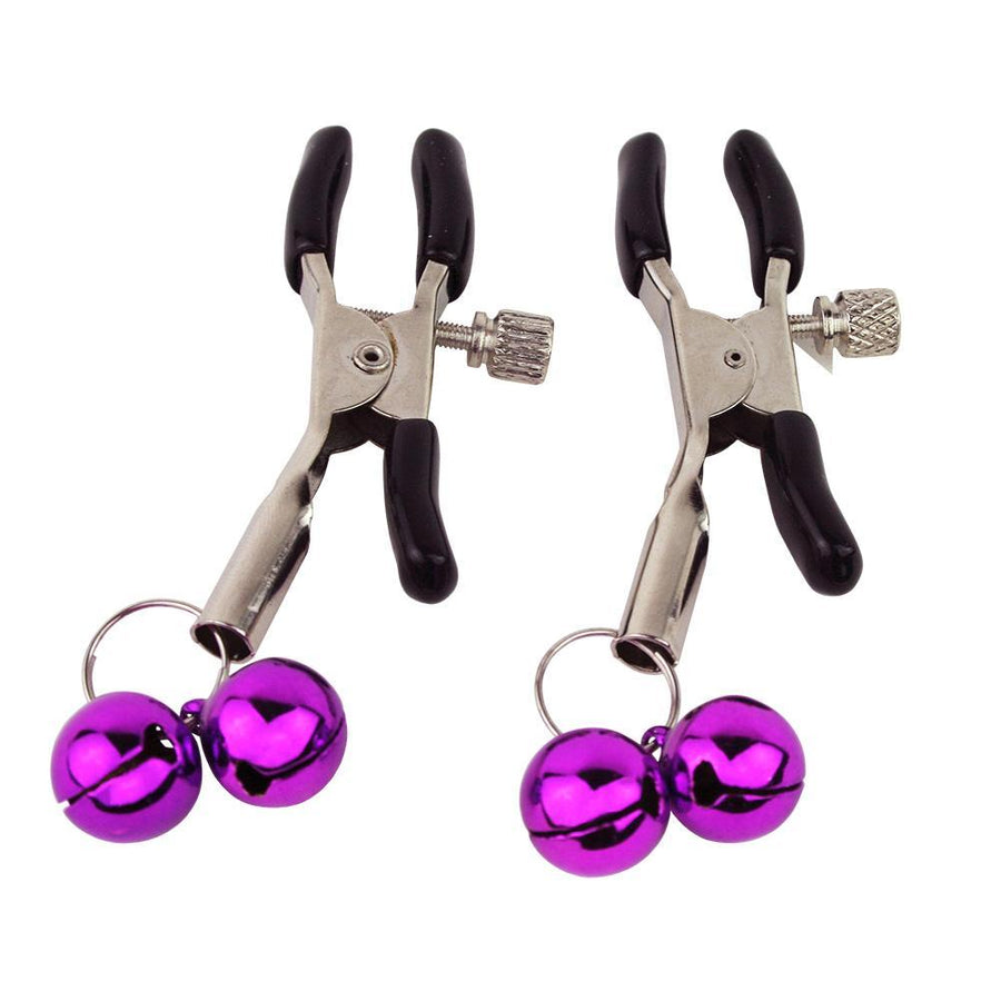 Adjustable Nipple Clamps with Bells - Bondage