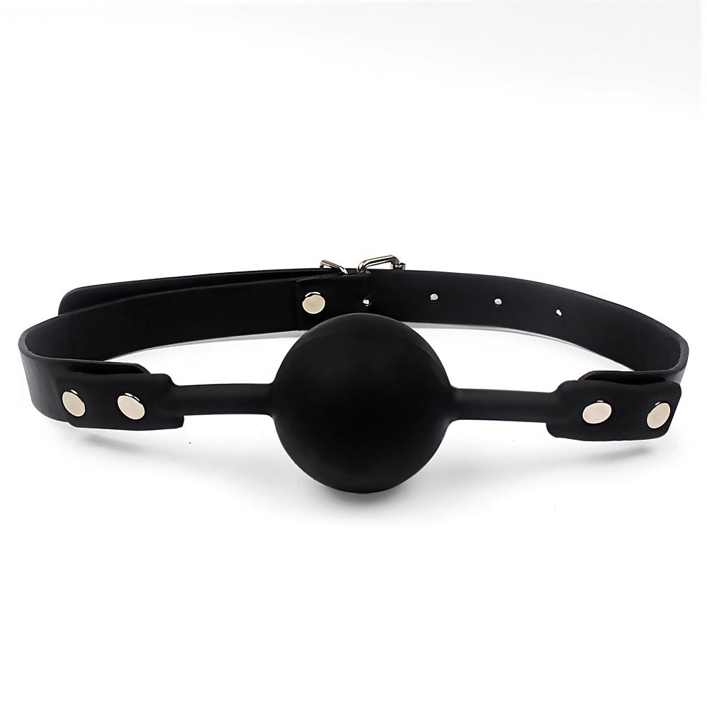 Silicone Ball Gag With Adjustable Leather Straps - Bondage