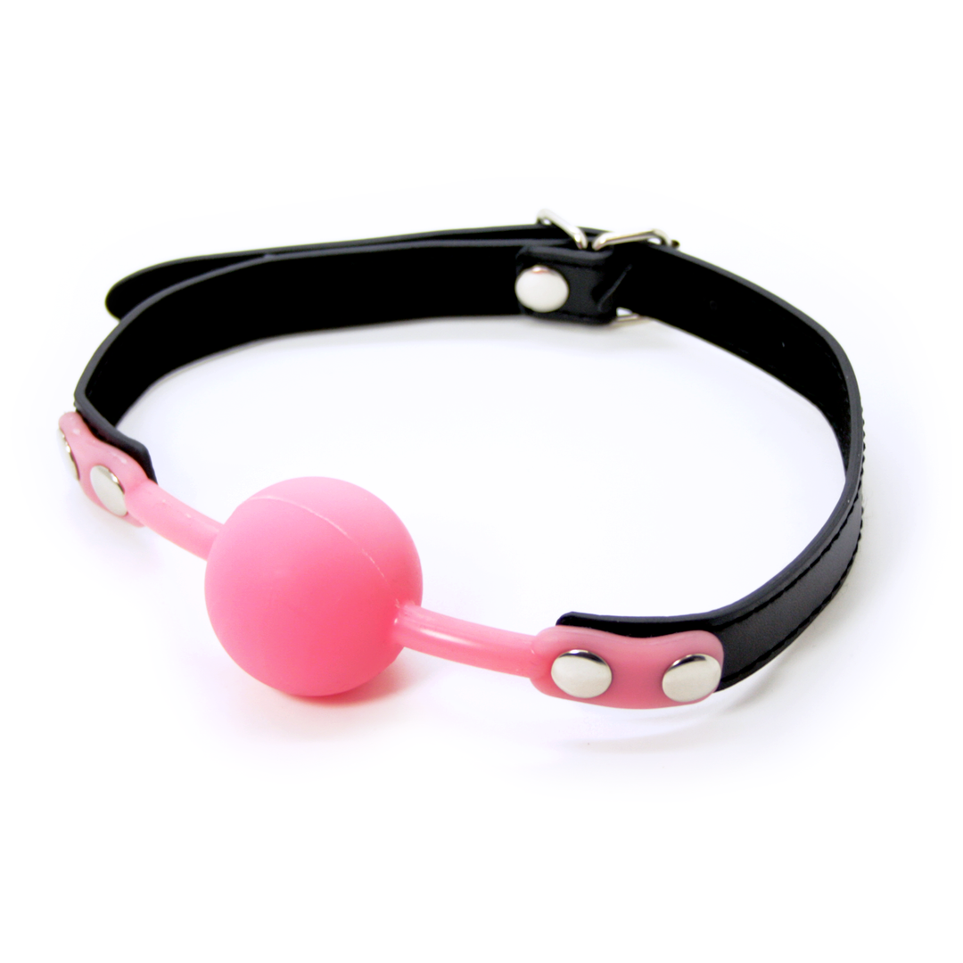 Silicone Ball Gag With Adjustable Leather Straps - Bondage